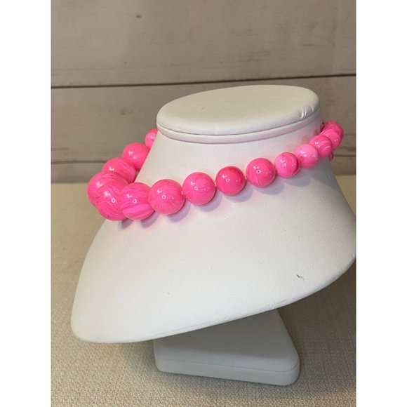 Vintage Marbled Pink Beaded Neckace - Picture 7 of 9